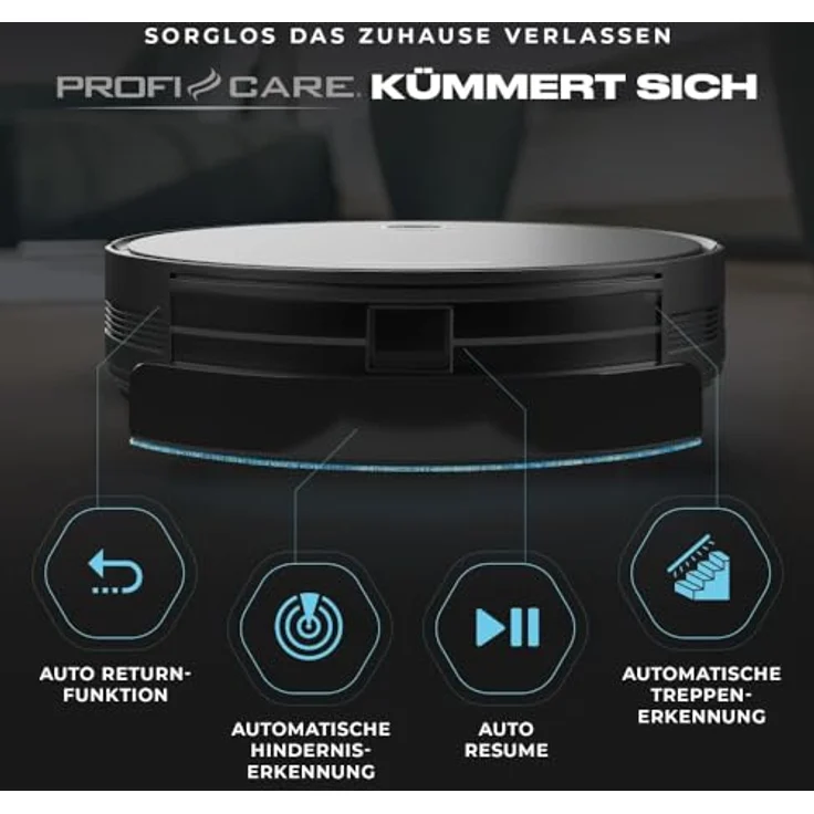 ProfiCare Saugroboter mit Wischfunktion | reinigt selbstständig alle Räume | Staubsauger Roboter mit App-Steuerung für Hartboden & Teppiche | Wischroboter für 2in1 Wischen & Staubsaugen | PC-BSR 3108 – Bild 5