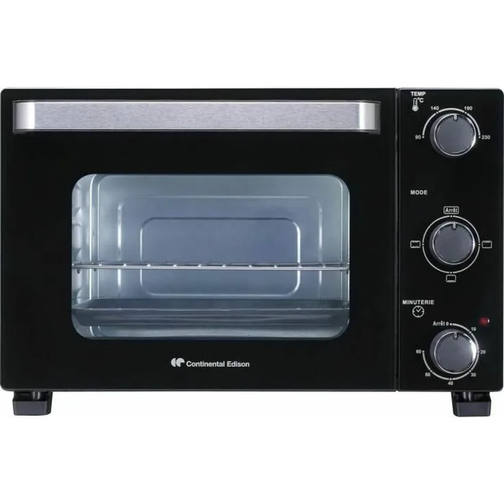 Continental Edison CEMF22B Mini-Elektro-Backofen, 1300 W, 22 Liter, Heißluftbeheizung, schwarz