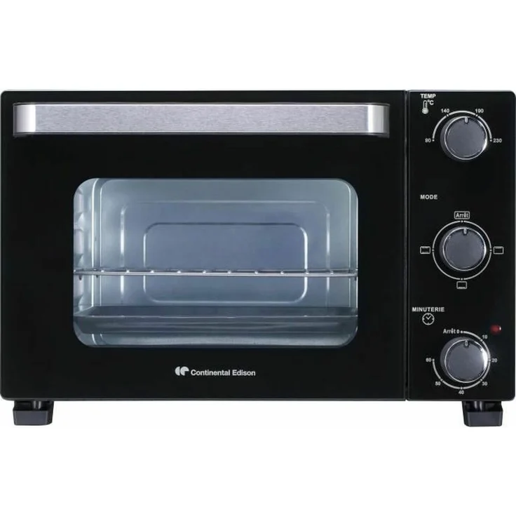 Continental Edison CEMF22B Mini-Elektro-Backofen, 1300 W, 22 Liter, Heißluftbeheizung, schwarz