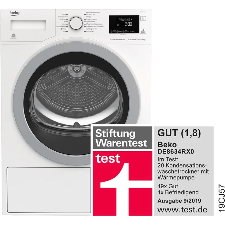 Beko DE 8634 RX 0, Wärmepumpentrockner, A+++, Fassungsvermögen 8 kg, Standgerät, Breite 59,7 cm, Startzeitvorwahl, Restlaufzeitanzeige – Bild 5