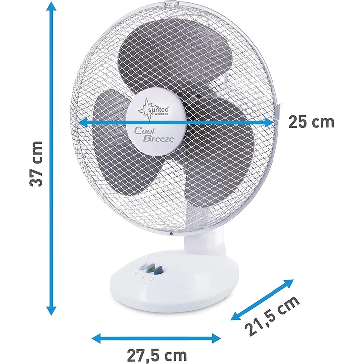 Suntec Tischventilator CoolBreeze 2.500 TV, 20 Watt, 2 Leistungsstufen, weiß – Bild 4