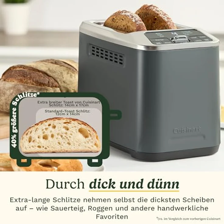 Cuisinart Smart Elite 2-Slice Toaster, Edelstahl Denim Finish, mit extra-langen Schlitz, 7 Bräunungsstufen, Bagel- und Defrost-Funktion, High-Lift QuickView™ und +30sec Toast Boost – Bild 3