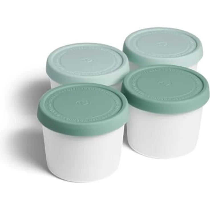 Springlane Kitchen 4er-Set Eisbehälter für Speiseeis 400 ml, BPA-frei, Farblich codiert in Hellgrün und Dunkelgrün – Bild 1