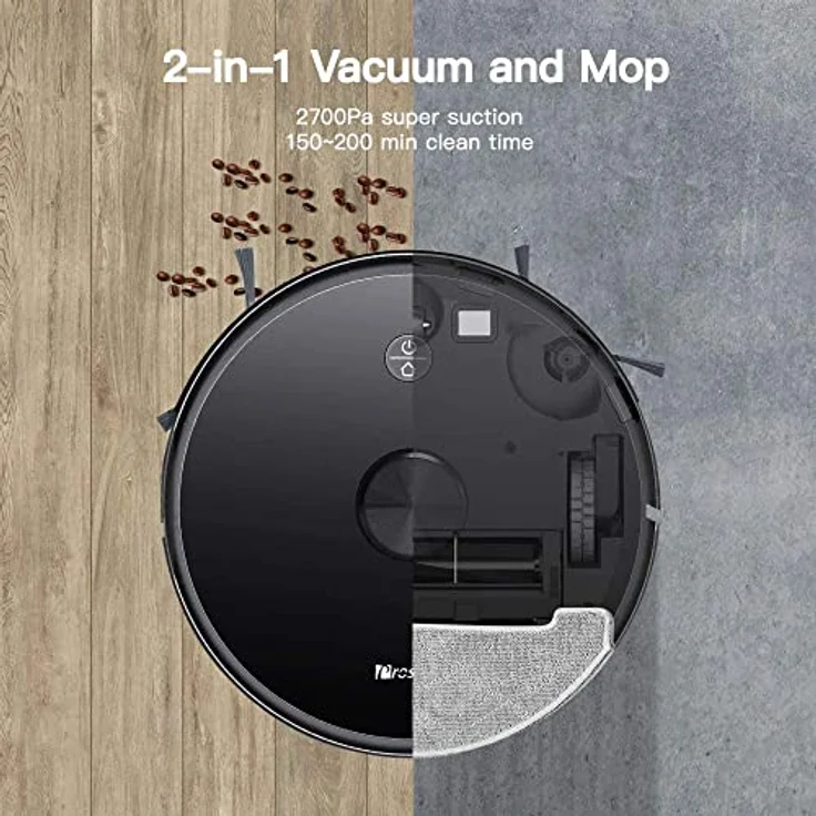Proscenic M7 PRO WLAN Saugroboter, Staubsauger Roboter mit Laser-Navigation, App- und Alexa Steuerung, Saugroboter mit Wischfunktion, starke Saugkraft für Tierhaare und Teppiche – Bild 2