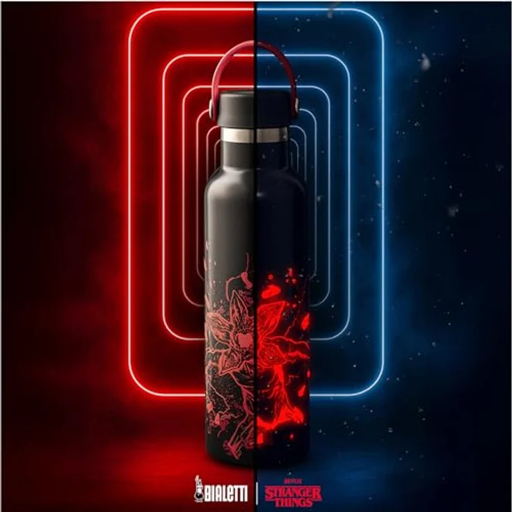 Bialetti Thermoflasche Stranger Things, 600 ml, leuchtet im Dunkeln, silber, doppelwandig, nicht spülmaschinengeeignet – Bild 4