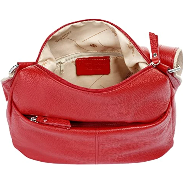 Samantha Look Umhängetasche, echt Leder, Made in Italy, Casual-Optik, 100% Rindleder, 5 Zoll Smartphonefach, braun – Bild 6