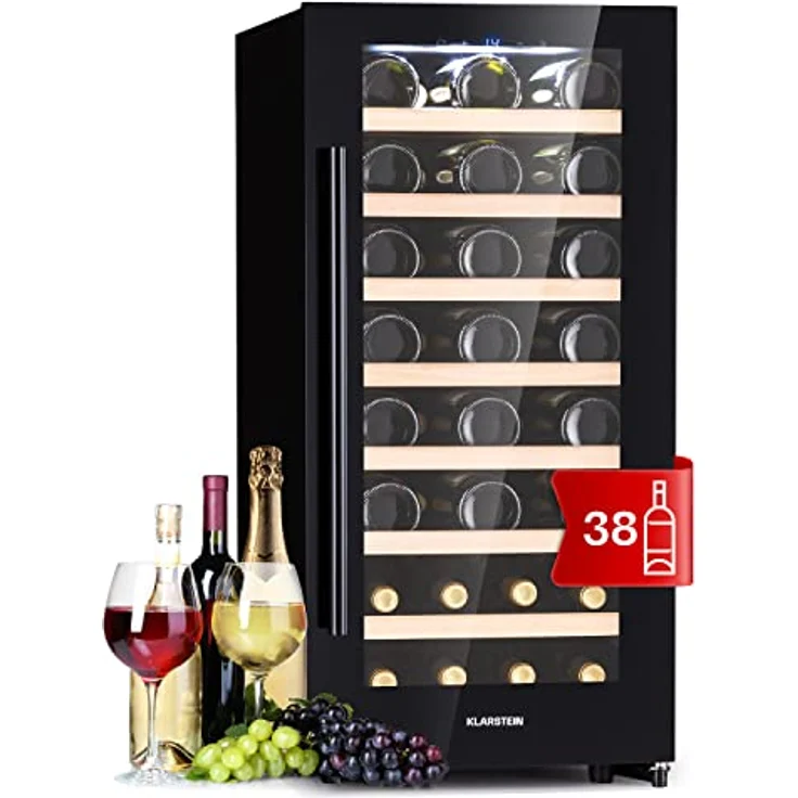 Klarstein Barossa 38 Uno Weinkühlschrank, freistehend, schwarz, 38 Flaschen, 1 Temperaturzone, Touch-Display, Energieklasse F – Bild 2
