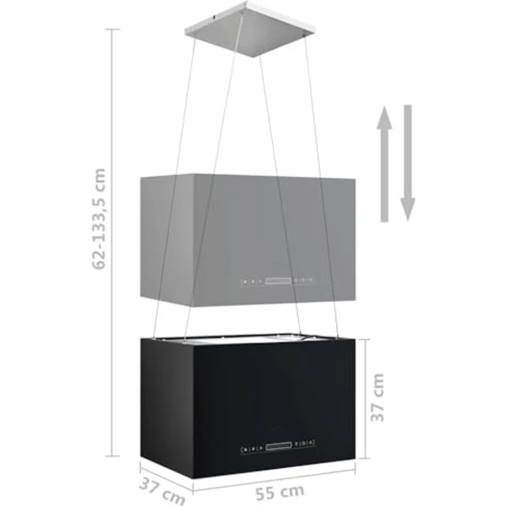 vidaXL Inselhaube 55cm, Hängend mit Touch-Sensor LCD, Kohlefilter und 3 Geschwindigkeitsstufen, beschichteter Stahl – Bild 3