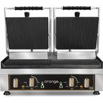 Orange Kontaktgrill Doppel-Kontaktgrill oben gerillt unten glatt / gerillt, 3 W - Orange Kontaktgrill mit Gusseisen-Grillplatte, Edelstahl-Gehäuse, und thermostatischer Temperaturregelung