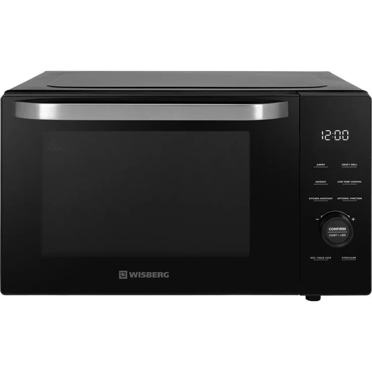 Wisberg WB7CMAF30B, Kombi-Mikrowelle mit 30 Litern Fassungsvermögen, 1.000 Watt Leistung, Heissluft-Frittierfunktion und 19 Automatikprogrammen