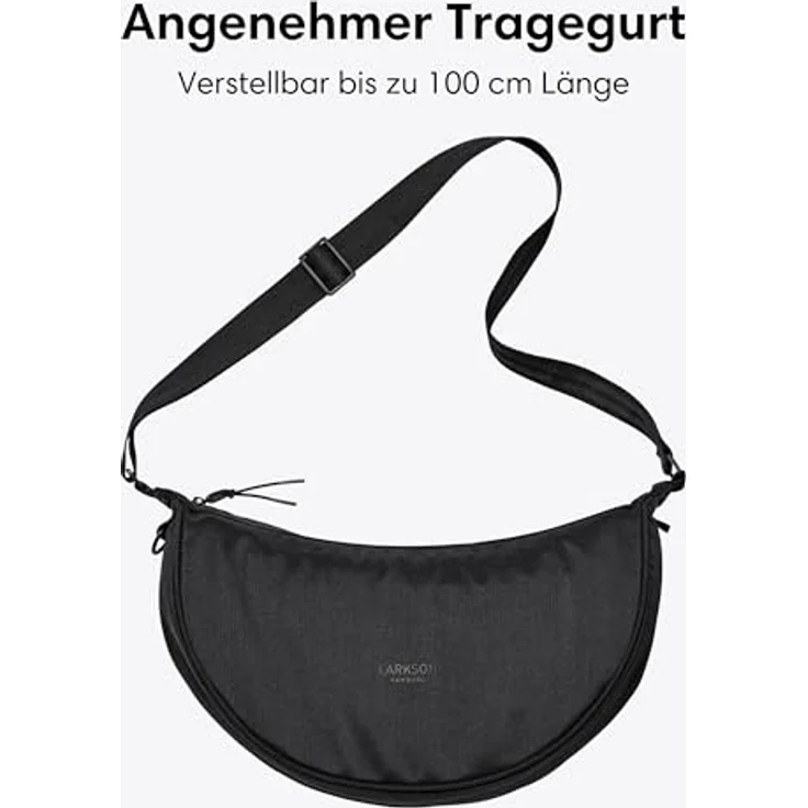 LARKSON Solveig Medium Crossbody Bag, wasserabweisende Umhängetasche im Halbmond Design für Damen und Herren, schwarz – Bild 4