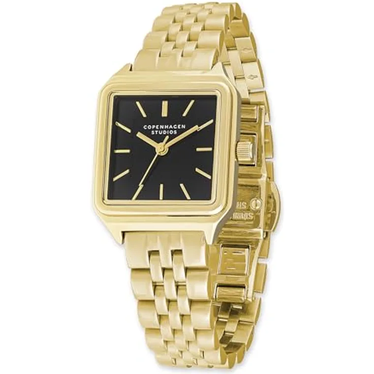 Copenhagen Vintage Square Watch, Gold 24 mm, elegante Damenuhr aus poliertem Edelstahl mit Quarzwerk, 5 ATM wasserdicht, kratzfest, analog