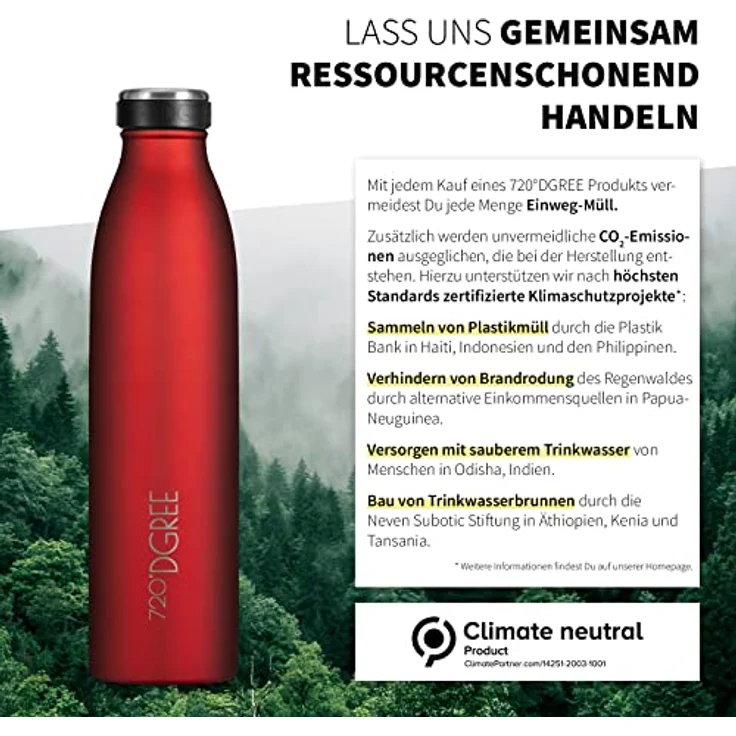 Trinkflasche Doppelwandig Edelstahl 500ml Isolierflasche 720°DGREE milkyBottle imperial red – Bild 5