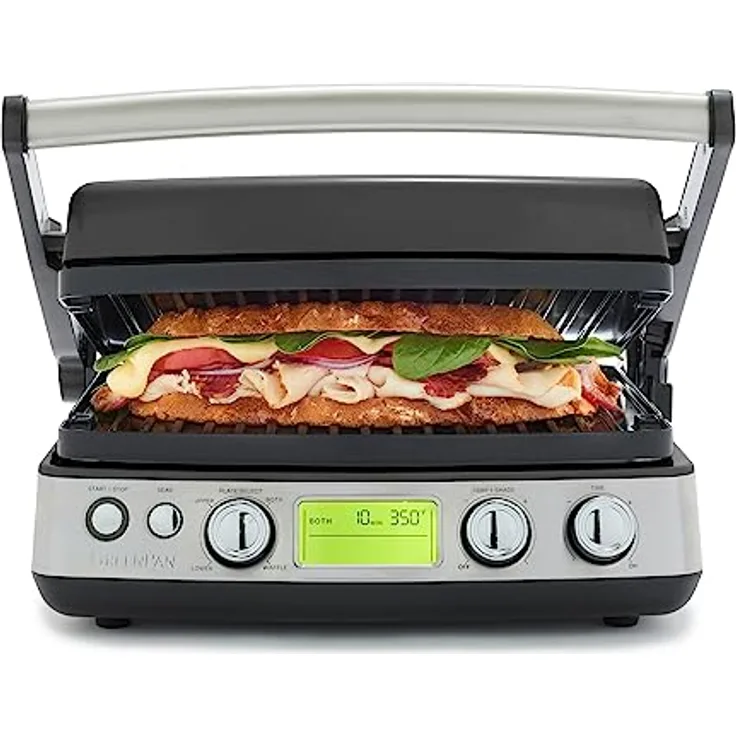 GreenPan Elite 6-in-1 Multifunktions-Kontaktgrill und -Griddle, PFAS-freie Keramische Antihaftbeschichtung, Einstellbare Temperatur, Kompakt, Schwarz