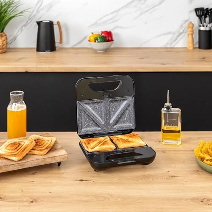 Cecotec Sandwichmaker Rock’nToast Combo, 3-in-1 mit RockStone-Beschichtung, Edelstahl, 800 W, 3 Platten für Sandwiches und Grillen – Bild 3