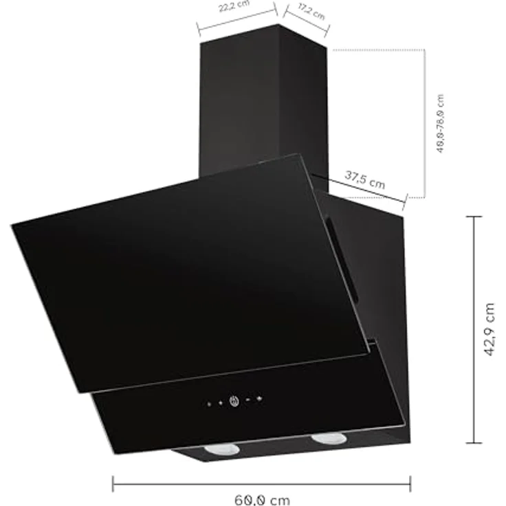 Heinrich´s HEINRICHS Dunstabzugshaube, 60cm Abluft/Umluft-Dunstabzugshaube, 560m³/h Saugkraft, mit LED-Ambientebeleuchtung, platzsparend, 3 Geschwindigkeitsstufen, inkl. Aktivkohlefilter, 75W Leistung, Schwarz – Bild 2
