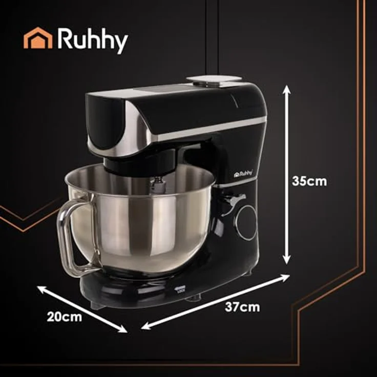 RUHHY Küchenmaschine mit beheizbarer Rührschüssel 5,5L – integrierte Waage, Timer & Display, 11 Geschwindigkeitsstufen, leise & leistungsstark für Brot, Pizza & Kuchen – Bild 5