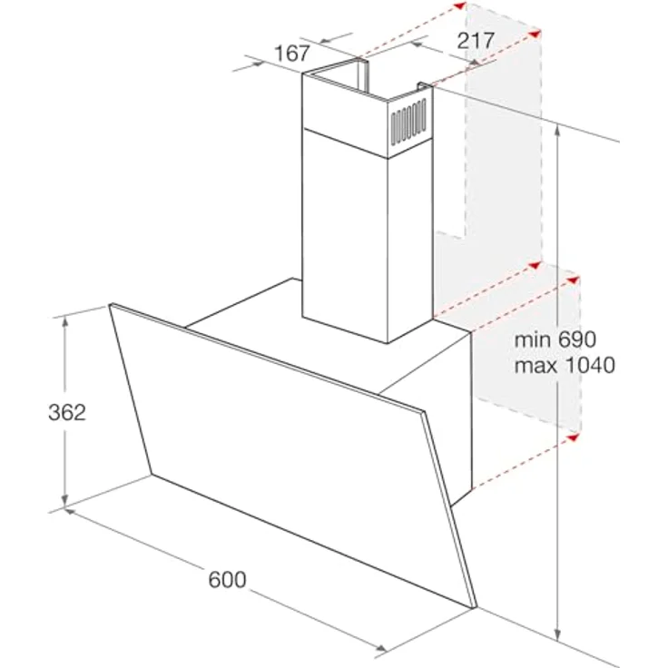 Bauknecht RBHVP 63 LM K Dunstabzugshaube (60 cm), Abluft- und Umluftbetrieb, Kopffrei, Touch-Control, leistungsstarker Lüftermotor - 3 Leistungsstufen inkl. Intensiv-Stufe – Bild 5