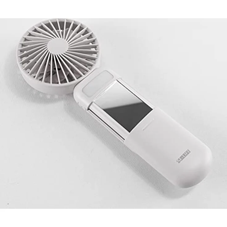 X4-LIFE Mini Tragbarer Handventilator mit Spiegel und LED-Licht - Akku USB - 3 Stufen, leise, leicht, 8 Stunden Laufzeit, Weiss – Bild 4