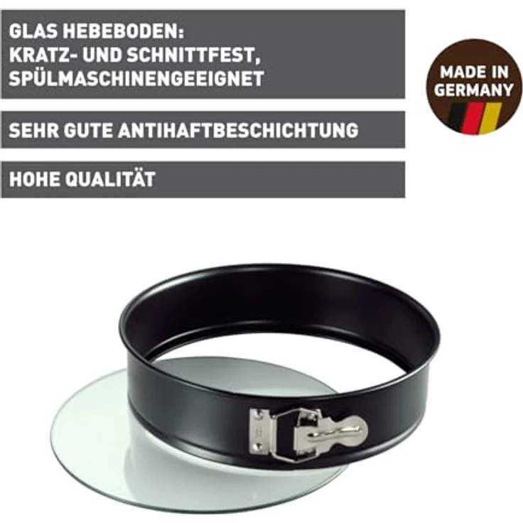 Kaiser Inspiration Springform mit Glas-Hebeboden 28 cm rund, Flachboden, schnittfest, auslaufsicher, antihaftbeschichtet, servierfertig – Bild 4