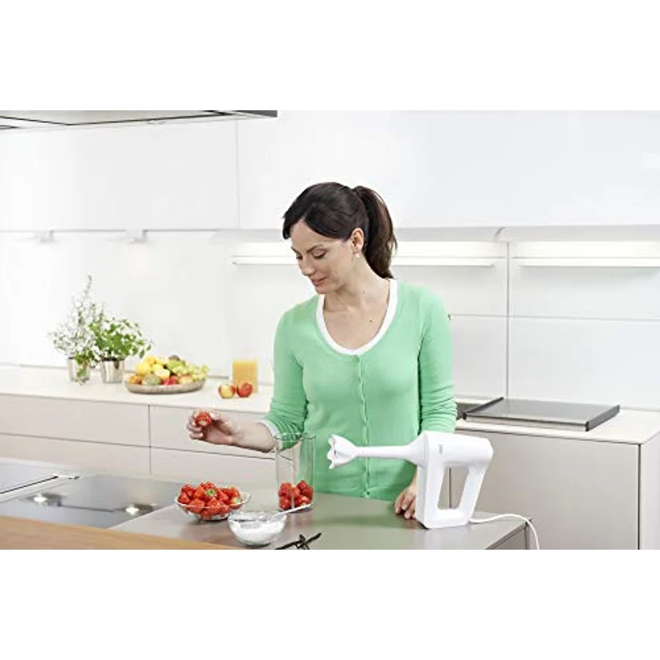 Braun MultiMix 3 Handmixer HM 3105, 500W, 5 Geschwindigkeitsstufen + Turbo-Funktion, inkl. Schneebesen, Knethaken, PowerBell Mixfuß und 600 ml Mix- und Messbecher, weiß – Bild 4