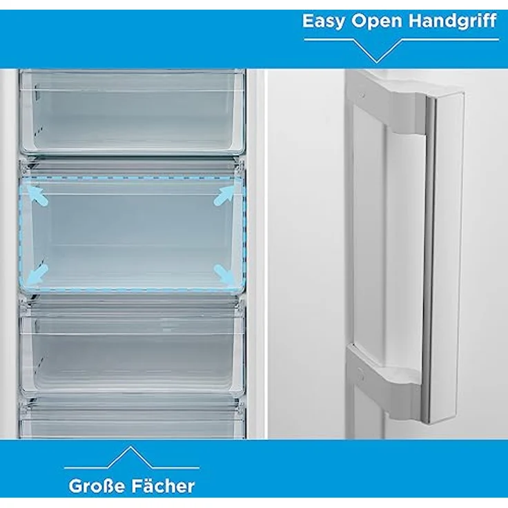 Midea MDRU333FZE01 Gefrierschrank/Kühlschrank/238L/172,2 cm hoch/NoFrost/Flexible Kühl- und Gefrierfunktion/Superkühl/Große Fächer/Zero Clearance/Easy Open Handgriff/Wechselbarer Türanschlag/Weiß – Bild 5