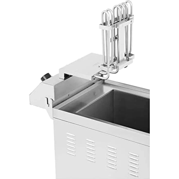 Royal Catering Friteuse Fritteuse mit Unterschrank (16 L, 6000 W, 400 V, 60–200 °C, 34 x 53 x 94 cm, Edelstahl, inkl. Korb und Deckel) – Bild 2