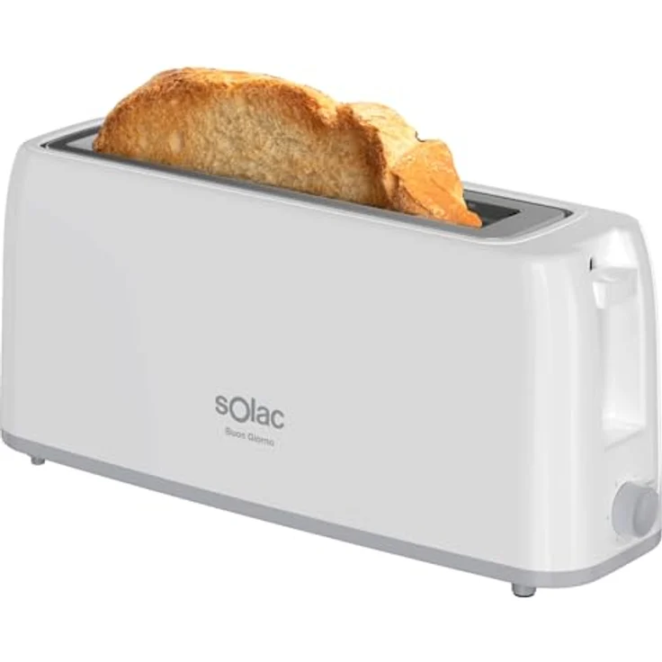 Solac Buon Giorno Toaster 800W | Langer Schlitz | 6 Bräunungsstufen | Selbstzentrierungssystem | Abbrechen-Funktion | Herausnehmbare Krümelschublade | Weiß – Bild 1