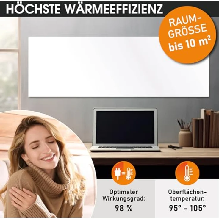 BRAST® Infrarotheizung Hybrid | 300-1100 Watt | Hoher Wirkungsgrad | Ultraflache Bauweise | Überhitzungsschutz | Inkl. Wandhalterung | Basicline ISP-HB 550 – Bild 5