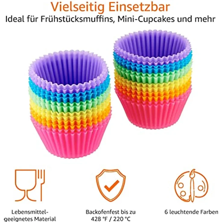 AmazonBasics Wiederverwendbare Backförmchen aus Silikon, 24er-Pack – Bild 4