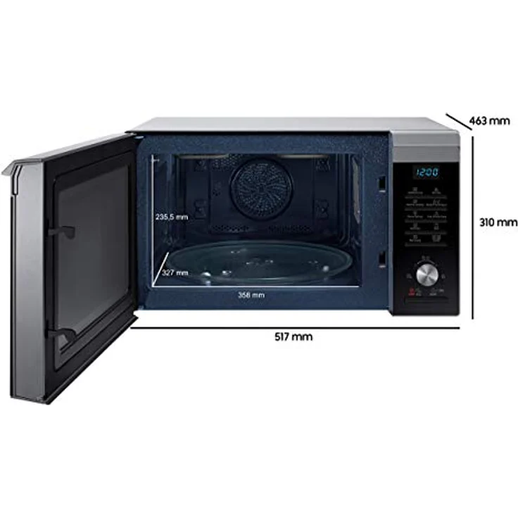 Samsung MW6000M MC2BM6035CS-EG Kombi-Mikrowelle mit Grill und Heißluft - 900 W - 28 L Garraum Extra groß - 51,7 cm Breite - HotBlast-Technology - SlimFry - silber - E-Commerce Verpackung – Bild 2