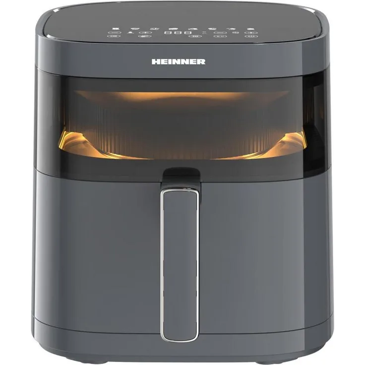 Heinner HAF-B6GRY17LG, Heißluftfritteuse mit 5,7 l Fassungsvermögen, 80 °C bis 200 °C, Touch-Steuerung, 1700 Watt, grau
