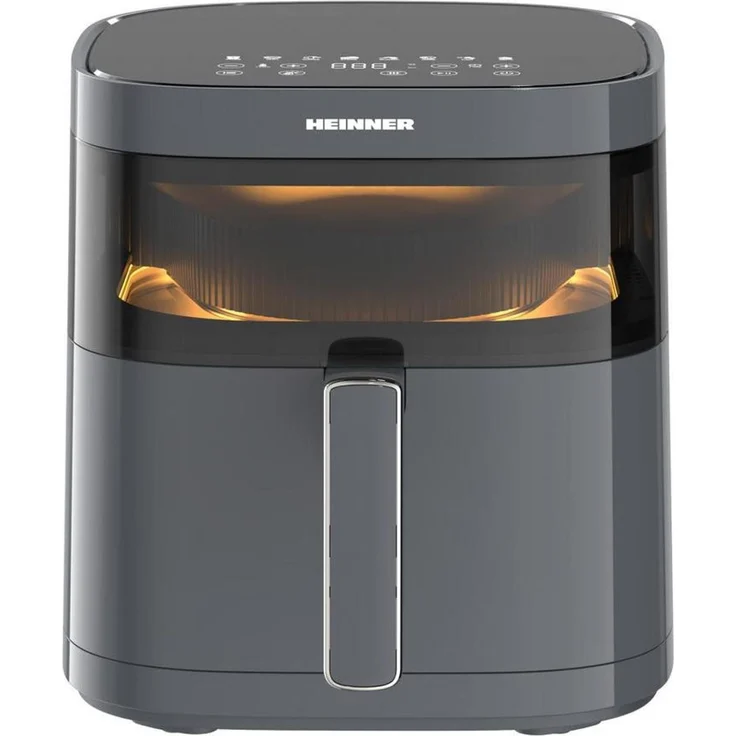 Heinner HAF-B6GRY17LG, Heißluftfritteuse mit 5,7 l Fassungsvermögen, 80 °C bis 200 °C, Touch-Steuerung, 1700 Watt, grau