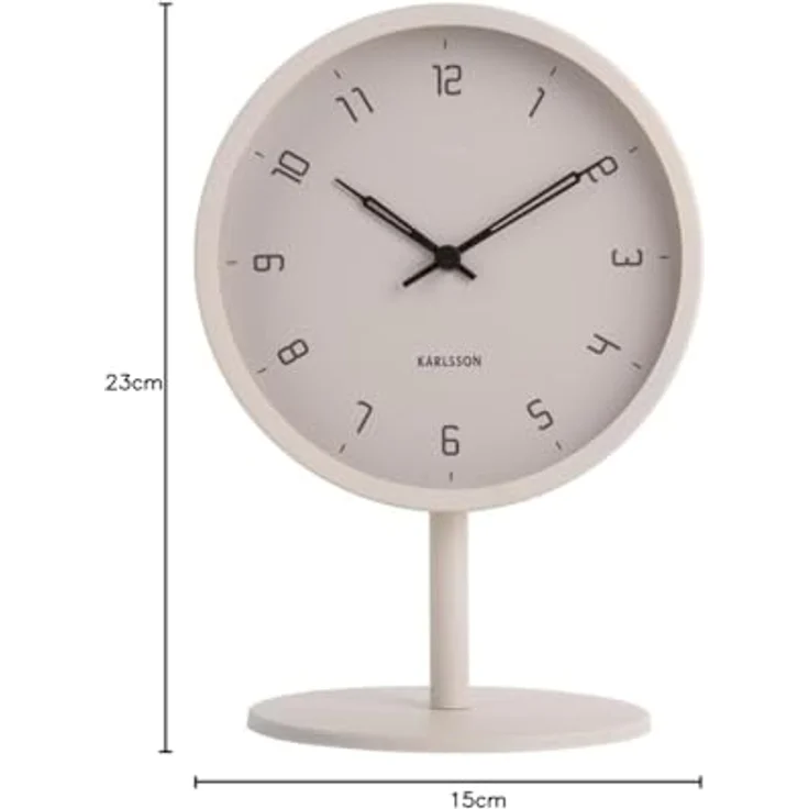 Karlsson Tischuhr Stark, runde Tischuhr aus grauem Metall, 15 cm Durchmesser, moderne Dekoration – Bild 7