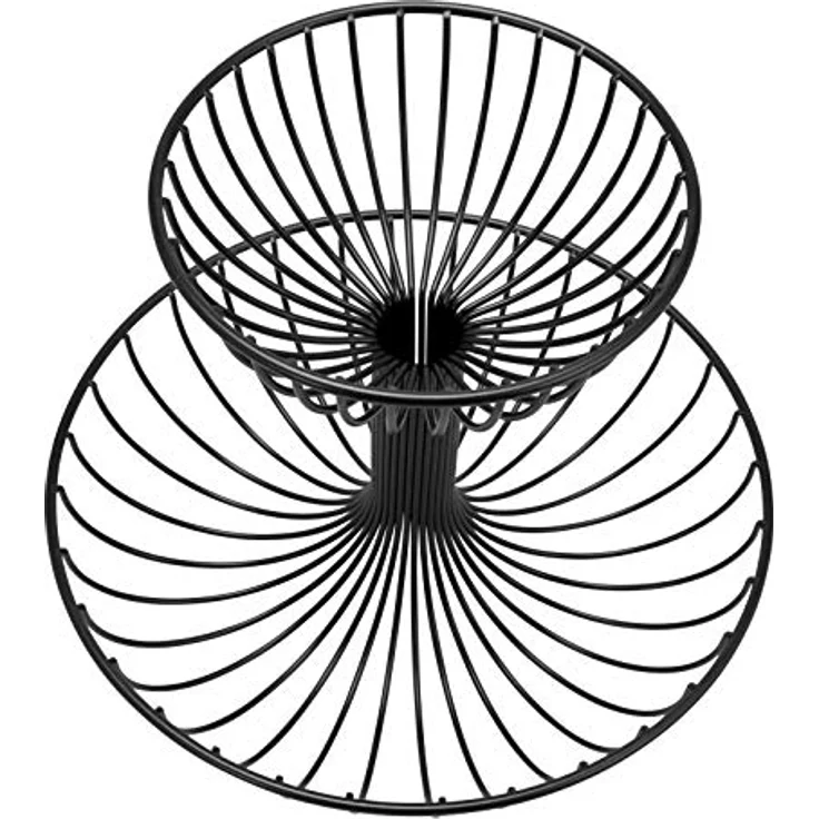 bremermann Obst Etagere, Obstschale, Drahtkorb rund, Ø ca. 18 und 30 cm, Schwarz Matt, Metallstreben, ideal für Dekoration und praktische Aufbewahrung – Bild 3