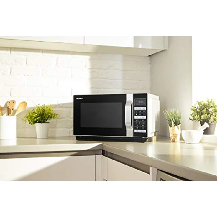 Sharp R-860S 3-in-1 Mikrowelle mit Grill und Heißluft, Standgerät, 25 Liter Garraum, 900 Watt, 49 cm, Programmautomatik, Gewicht und zeitgesteuertes Auftauen, edelstahl – Bild 7