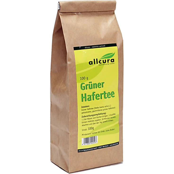 allcura Grüner Hafertee, 100 g mit getrocknetem, grünen Haferkraut