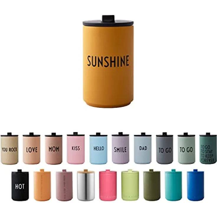 Design Letters Thermobecher 350ml SUNSHINE | muttertagsgeschenk | Dänisches Design Kaffeebecher zu geschenke für mama | Mama tasse | Thermo Kaffeebecher to Go | Verwendung als travel mug