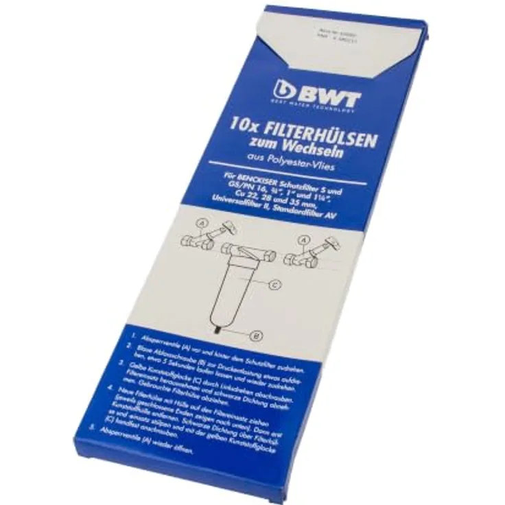 BWT Ersatzfilter 10999E, Polyester-Vlies DN 20-32, 10er Wechselbox, kompatibel mit 1-151063