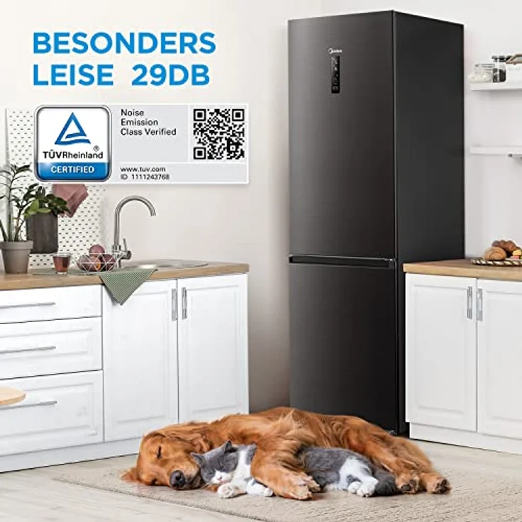 Midea MDRB521MGA28O Kühl-/Gefrierkombination/NoFrost/Inverter Kompressor/Metal Cooling/Niedrigtemperaturzone/180° Verstellbare Gefrierfach-Schublade/201 cm hoch/256 L Kühlteil/122 L Gefrierteil – Bild 2