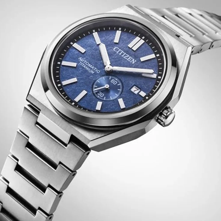 Citizen Automatic Watch NJ0180-80L, Herrenuhr mit automatischem Uhrwerk, Titanband in Silber, blauem Zifferblatt – Bild 4