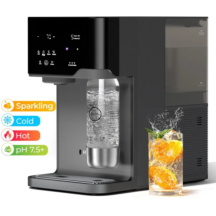 Hydrofast C300 RO Wasserreiniger, Tischgerät mit 6-stufiger Filtration, Eis- und Sprudelwasserspender, UV-Sterilisation