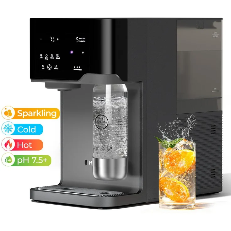 Hydrofast C300 RO Wasserreiniger, Tischgerät mit 6-stufiger Filtration, Eis- und Sprudelwasserspender, UV-Sterilisation