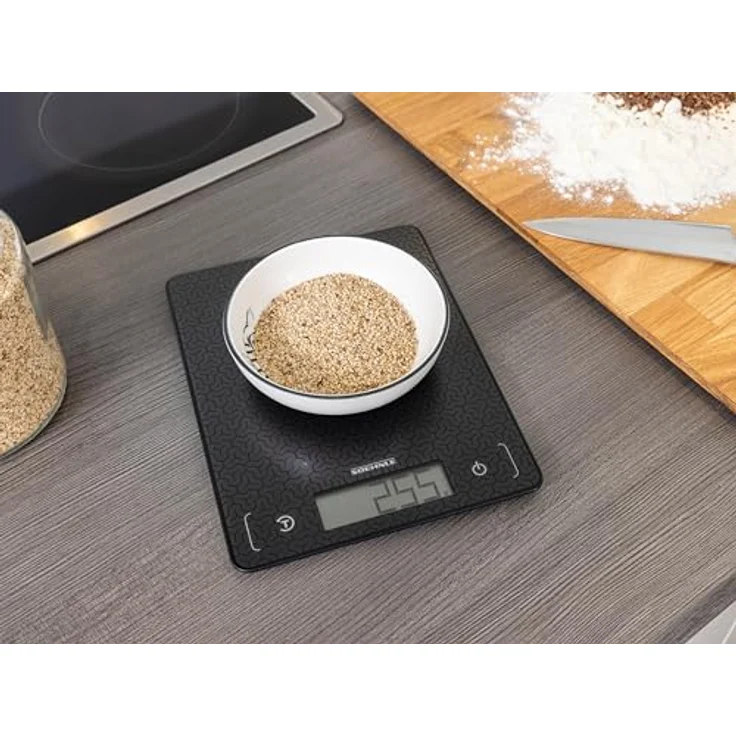Soehnle Küchenwaage Page Comfort Mosaic, digitale Haushaltswaage mit großer Wiegefläche, bis zu 10kg (1-g-genau), schwarz – Bild 5