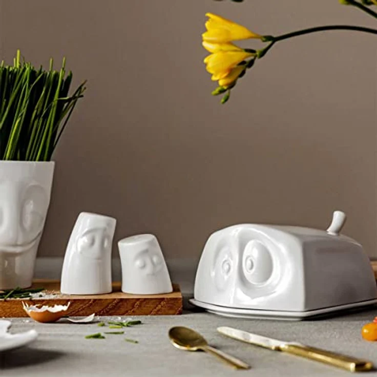 FIFTYEIGHT PRODUCTS Salz- / Pfefferstreuer Würzschmusies Set, Porzellan, 7.5 cm / 5.2 cm, Spülmaschinenfest, Made in Germany – Bild 3