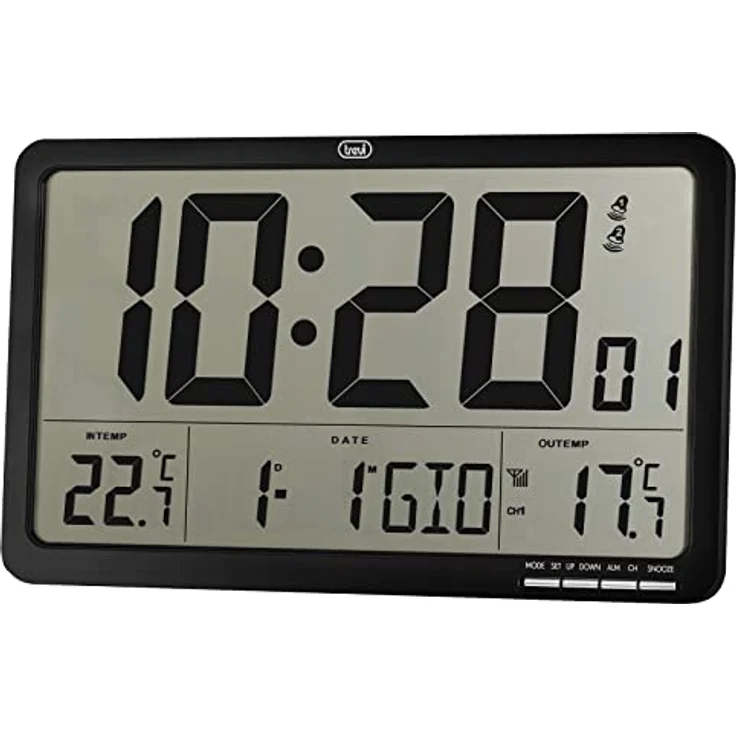 Trevi OM 3560 RC, Digitale Wanduhr mit Aussensensor, programmierbarem Wecker, Kalender und Thermometer, 22.50 cm – Bild 5