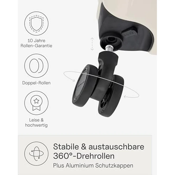 Kapten & Son Heathrow Essential Check-In, Hartschalenkoffer groß 82 L in Sandstone mit austauschbaren 360°-Rollen und TSA-Gepäckschloss – Bild 4