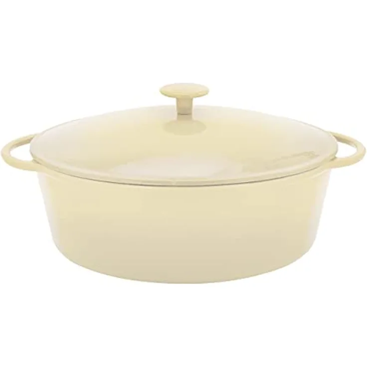 Karl Krüger Eisenguss Bratentopf oval Savanna, creme/schwarz, 34 cm