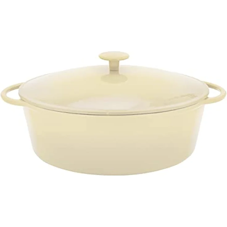 Karl Krüger Eisenguss Bratentopf oval Savanna, creme/schwarz, 34 cm