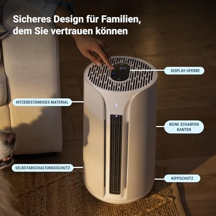 BLUEAIR ComfortPure T10i, 3-in-1 Luftreiniger mit HEPA Silent Technologie, Kühlen, Heizen, Reinigen, für Zuhause, Haustiere, Allergien, Staub, Rauch, Gerüche, sanfte Leinenfarbe – Bild 5